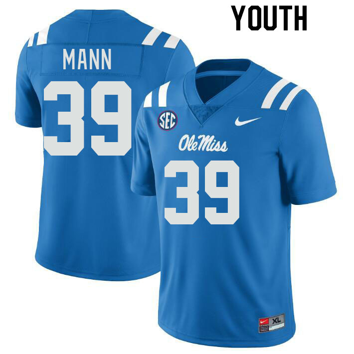 Youth #39 Skielar Mann Ole Miss Rebels College Football Jerseyes Stitched Sale-Powder Blue